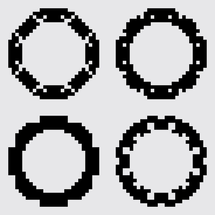 Vector diseño de plantilla de borde de marco de círculo decorativo de pixel art