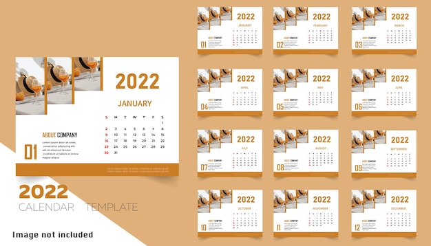 Diseño de plantilla de calendario 2022 de nuevo diseño moderno