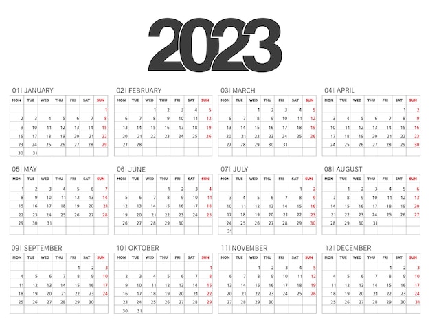 Vector diseño de plantilla de calendario 2023.