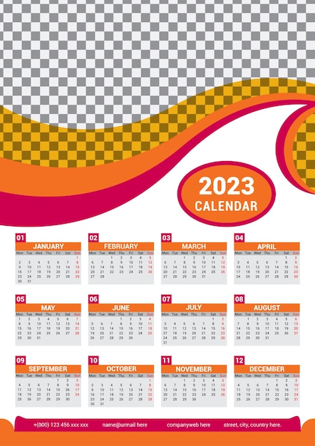 Vector diseño de plantilla de calendario 2023