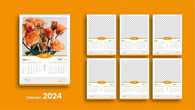 Diseño de la plantilla del calendario de 2024 diseño del calendario de pared 2024