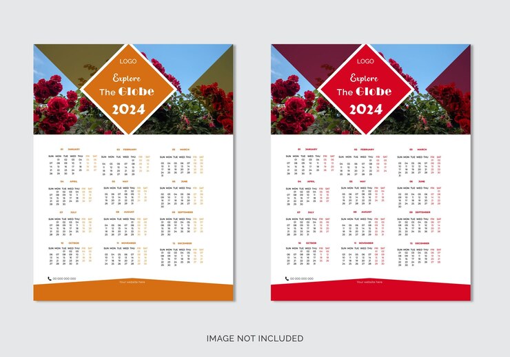 Diseño de plantilla de calendario 2024 con estilo geométrico vectorial