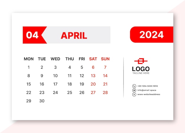 Vector diseño de plantilla de calendario 2024