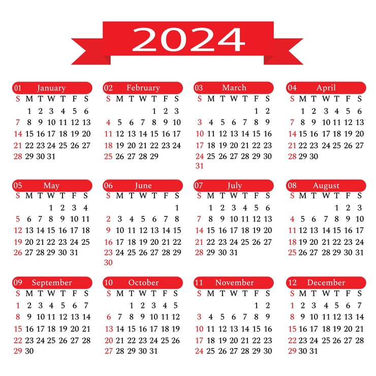 diseño de plantilla de calendario 2024