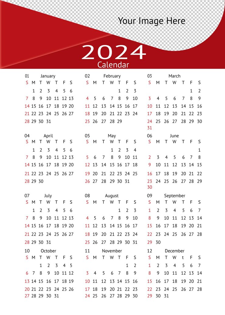 diseño de plantilla de calendario 2024