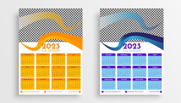 Vector diseño de plantilla de calendario de año nuevo 2023. diseño de calendario de pared año 2023.