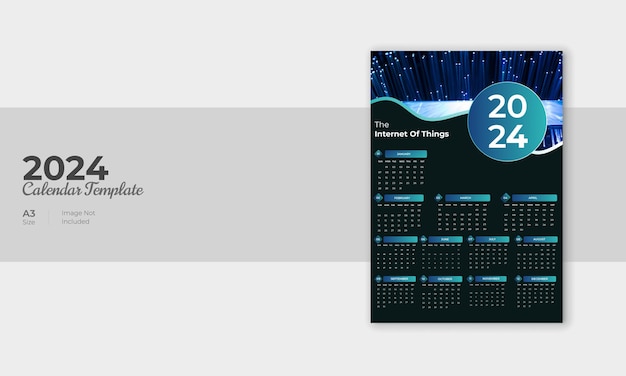 Vector diseño de plantilla de calendario de concepto de comunicación de internet abstracto para 2024