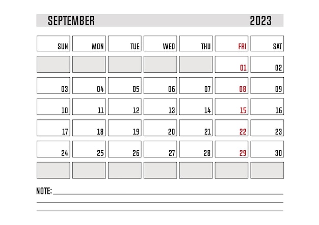 Diseño de plantilla de calendario corporativo a4 mes septiembre