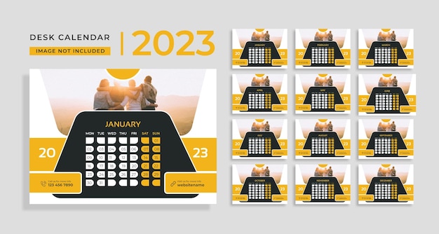 Diseño de plantilla de calendario de escritorio 2023 para negocios corporativos modernos