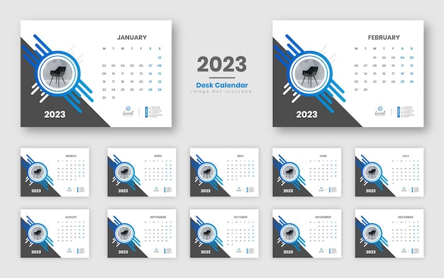Diseño de plantilla de calendario de escritorio 2023