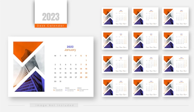 Diseño de plantilla de calendario de escritorio 2023