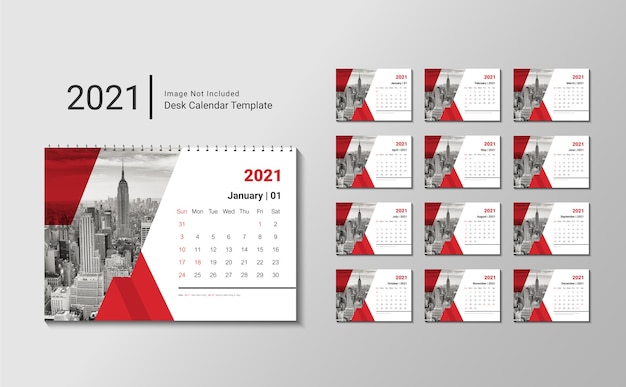 Diseño de plantilla de calendario de escritorio para año nuevo