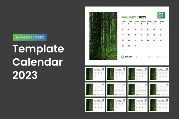 Diseño de plantilla de calendario de escritorio vectorial 2023 para empresas