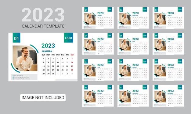 Vector diseño de plantilla de calendario de escritorio vectorial año nuevo 2023