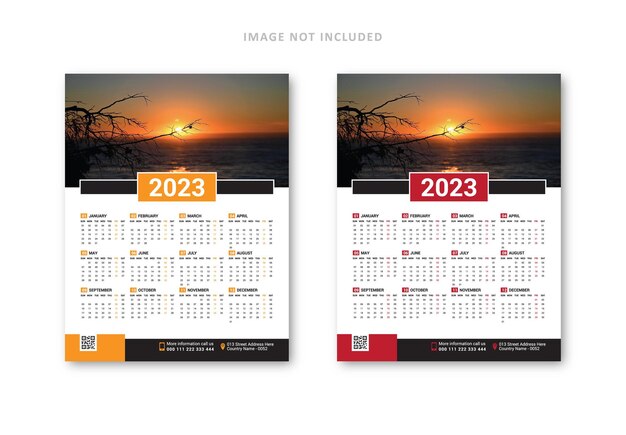 Diseño de plantilla de calendario de pared 2023