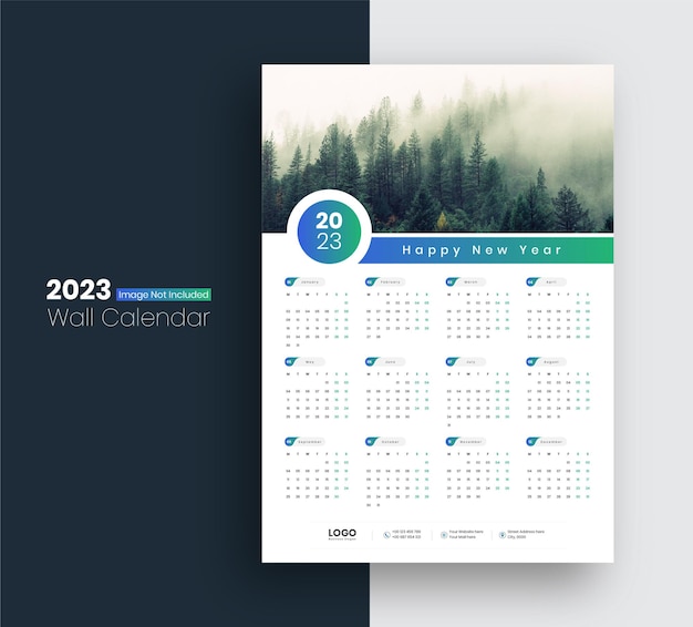 Diseño de plantilla de calendario de pared 2023