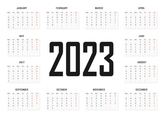 Vector diseño de plantilla de calendario simple de año nuevo 2023