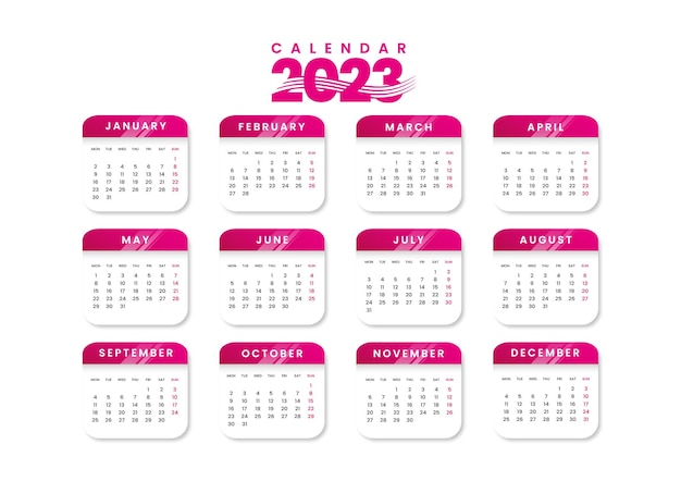 Vector diseño de plantilla de calendario simple de año nuevo 2023