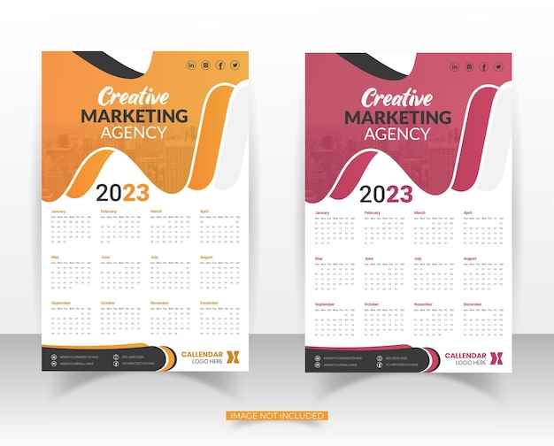 Diseño de plantilla de calendario simple de año nuevo empresarial 2023 vector premium