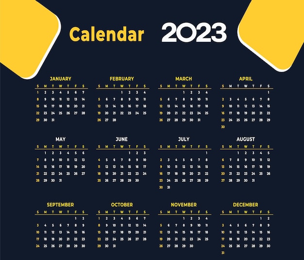 Diseño de plantilla de calendario único de 2023, puede usar la mesa y la pared de la oficina de la mesa de escritorio.