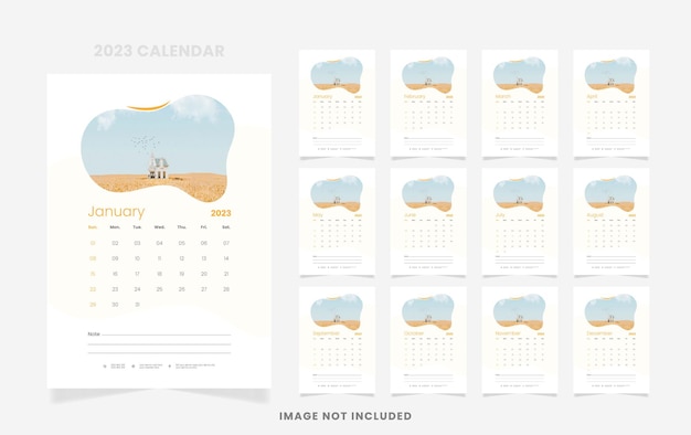 Diseño de plantilla de calendario vertical moderno 2023