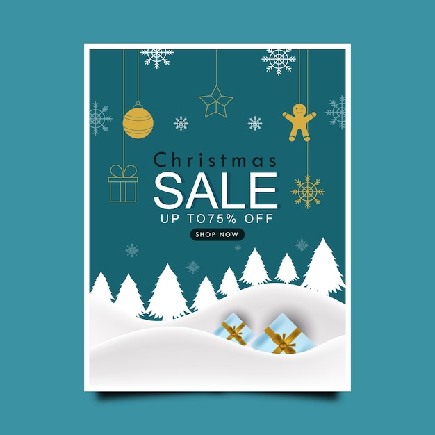 Diseño de plantilla de cartel de venta de navidad