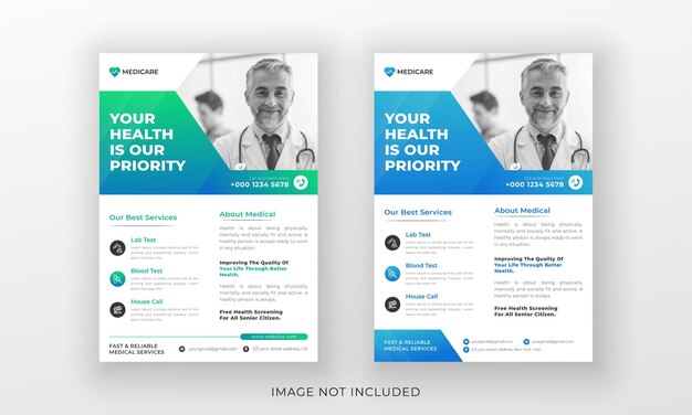 Diseño de plantilla de cartel de volante de atención médica médica creativa