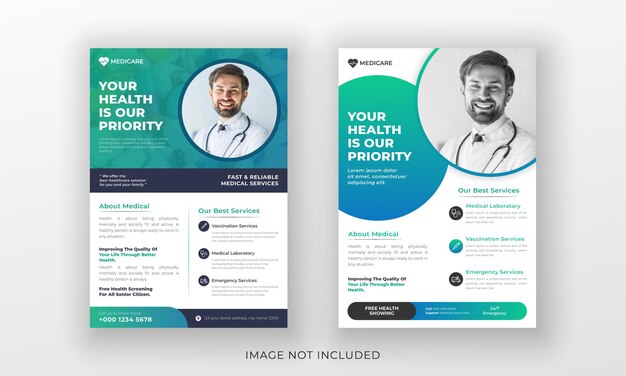 Diseño de plantilla de cartel de volante de atención médica médica creativa