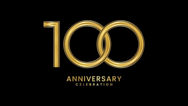 Diseño de plantilla de celebración del 100 aniversario con números dorados Ilustración de plantilla vectorial