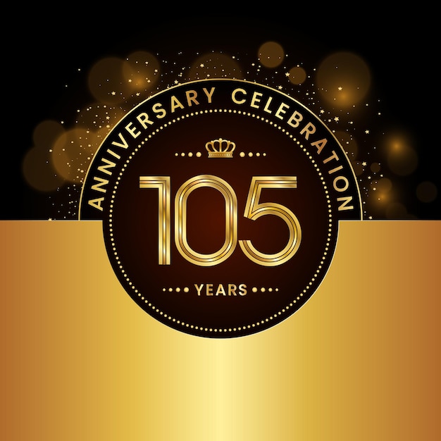 Diseño de plantilla de celebración del 105 aniversario en color dorado Plantilla de vector de logotipo de estilo moderno