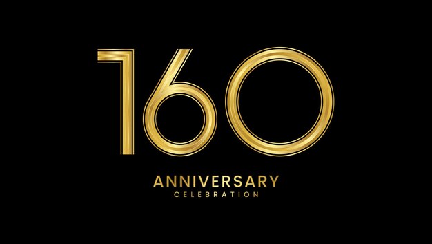 Diseño de plantilla de celebración del 160 aniversario con números dorados Ilustración de plantilla vectorial