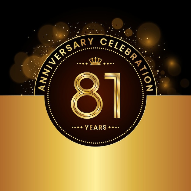 Diseño de plantilla de celebración del 81 aniversario en color dorado Plantilla de vector de logotipo de estilo moderno