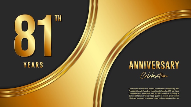 Diseño de plantilla de celebración del 81 aniversario con fondo dorado y números Plantilla vectorial