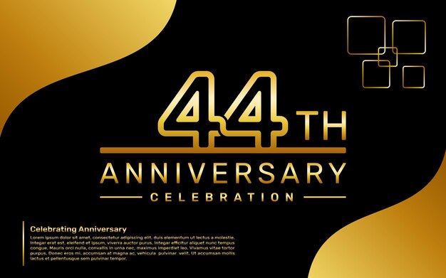 Vector diseño de plantilla para una celebración de aniversario de 44 años con una plantilla de vector de estilo de número dorado