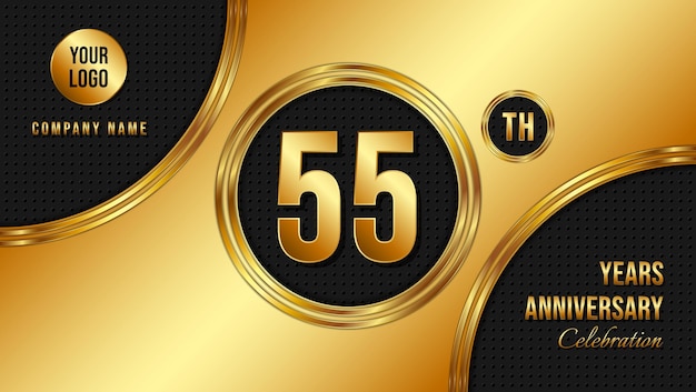 Diseño de plantilla de celebración de aniversario de 55 años Ilustración de vector de aniversario de oro