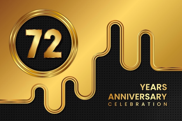 Diseño de plantilla de celebración de aniversario de 72 años Ilustración de vector de aniversario de oro