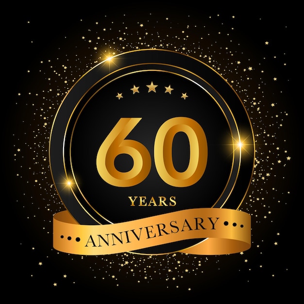 Diseño de plantilla de celebración de aniversario de oro de 60 años Ilustraciones vectoriales