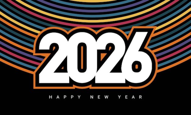 Diseño de plantilla para la celebración del año nuevo 2026 con fondo colorido