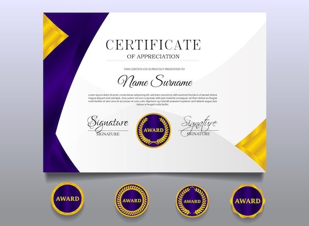 Diseño de plantilla de certificado con color elegante