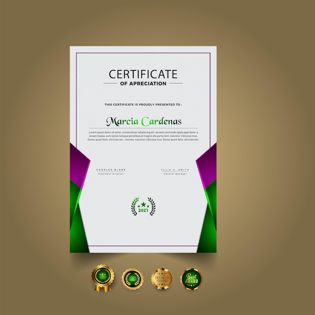 Diseño de plantilla de certificado elegante degradado