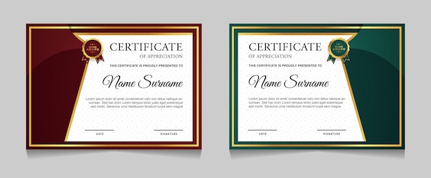 Diseño de plantilla de certificado con formas modernas de lujo dorado