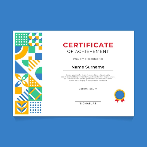 Diseño de plantilla de certificado geométrico abstracto