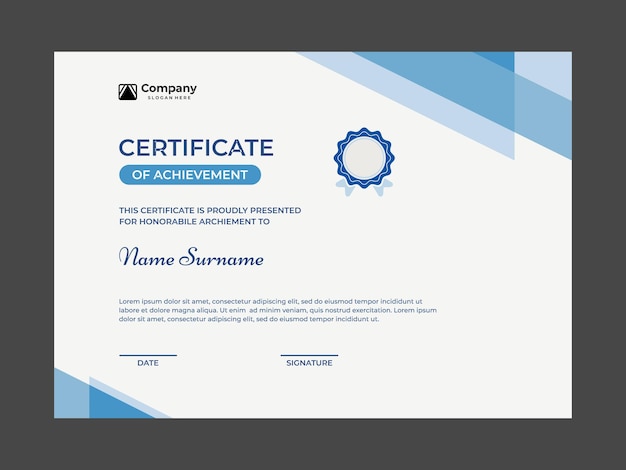 Diseño de la plantilla del certificado de logro