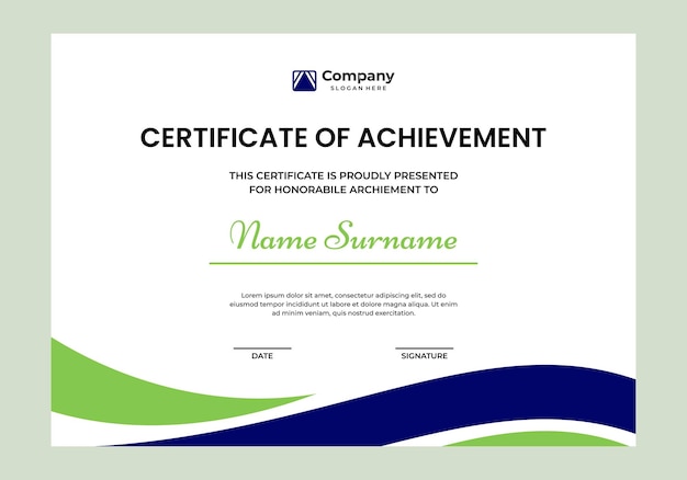 Diseño de la plantilla del certificado de logro