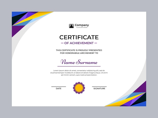 Diseño de la plantilla del certificado de logro