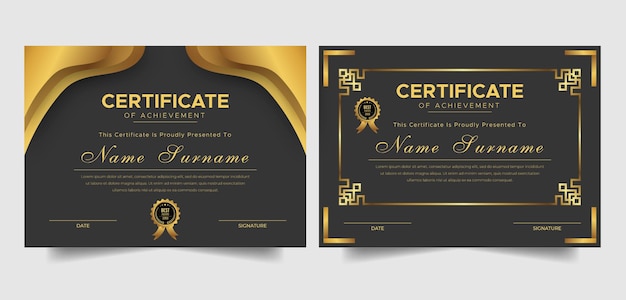 Vector diseño de plantilla de certificado de lujo dorado moderno