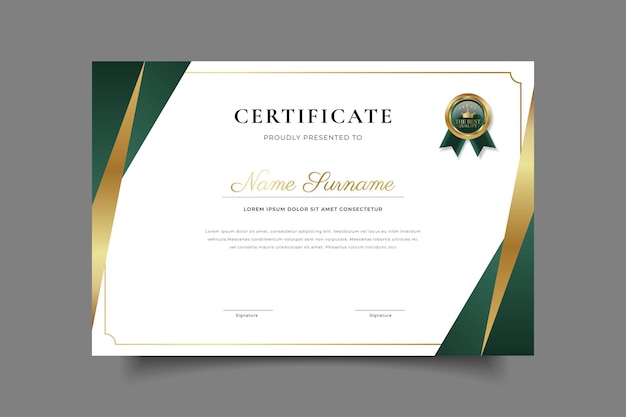 diseño de plantilla de certificado de lujo dorado