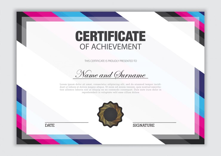 Vector diseño de plantilla de certificado de lujo con elemento de texto, diploma