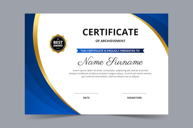 Diseño de plantilla de certificado moderno