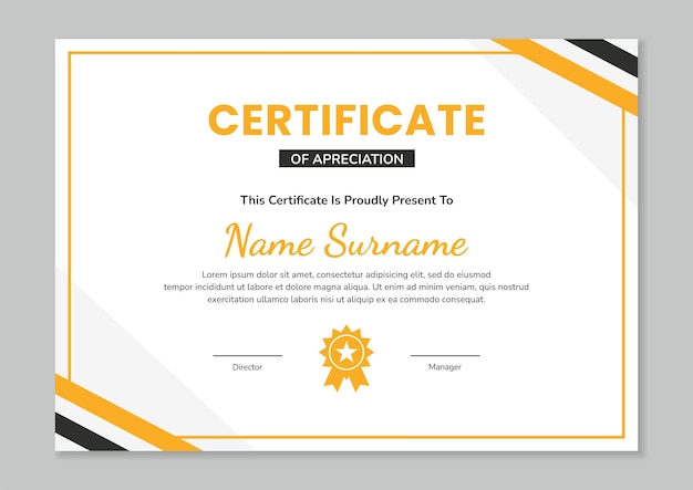 Diseño de plantilla de certificado negro dorado moderno